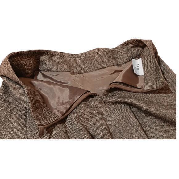 AKRIS PUNTO‎ Circle Skirt Wool Silk Blend Flouncy Brown Tweed Size 6 Skater - Picture 9 of 16